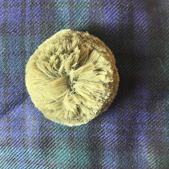 Scottish Tam Blue and Green Plaid Wool Golfing Driving Hat Knit With Pom Pom - Picture 9 of 11